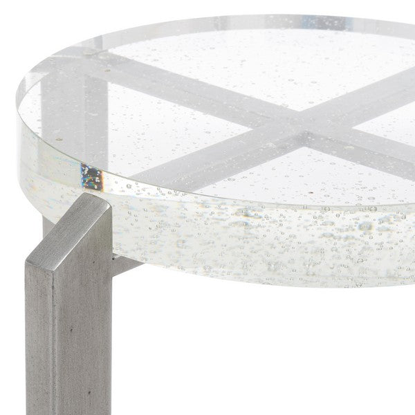 PIXIE ROUND BUBBLE GLASS ACCENT TABLE