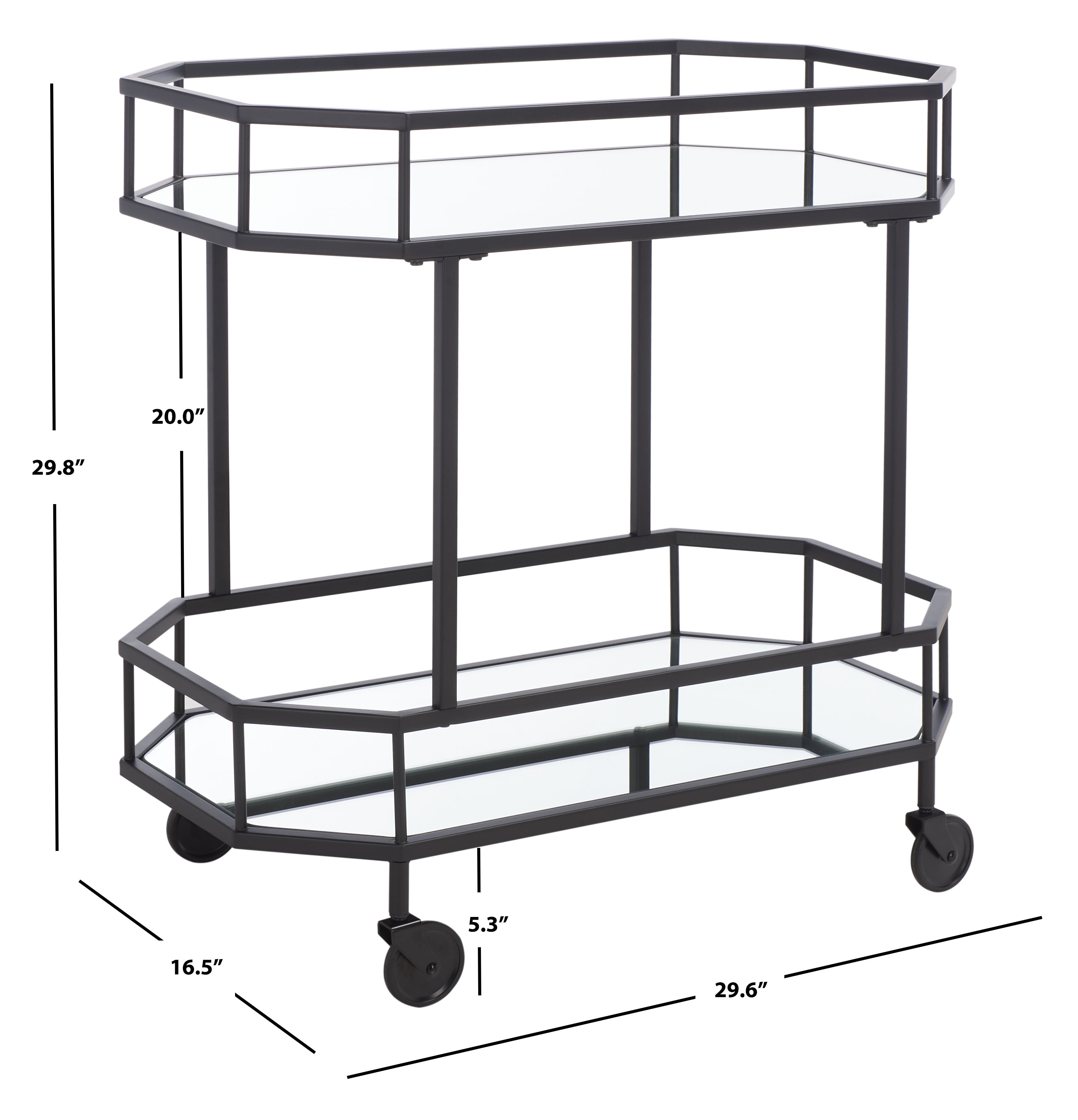 SILVA 2 TIER OCTAGON BAR CART