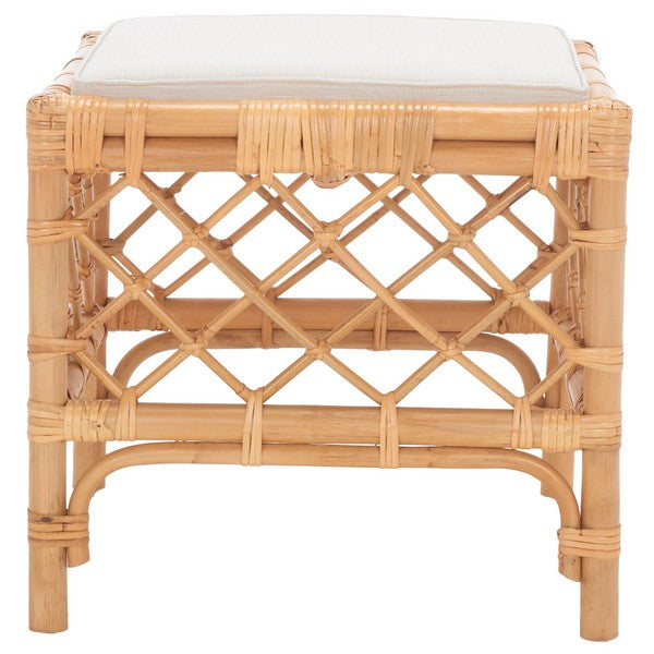 LARROUX RATTAN OTTOMAN W/KISSEN