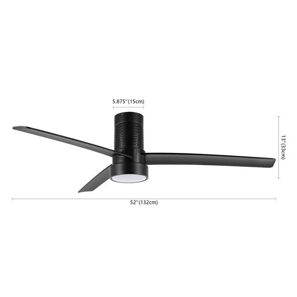 DYLAS, LED LIGHT, 52 INCH, BLACK, IRON CEILING FAN – BLACK IRON BLADES