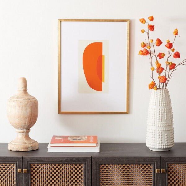 PEACH OF MY HEART, 18 x 24 INCH, TANGERINE/GOLD, FRAMED WALL ART